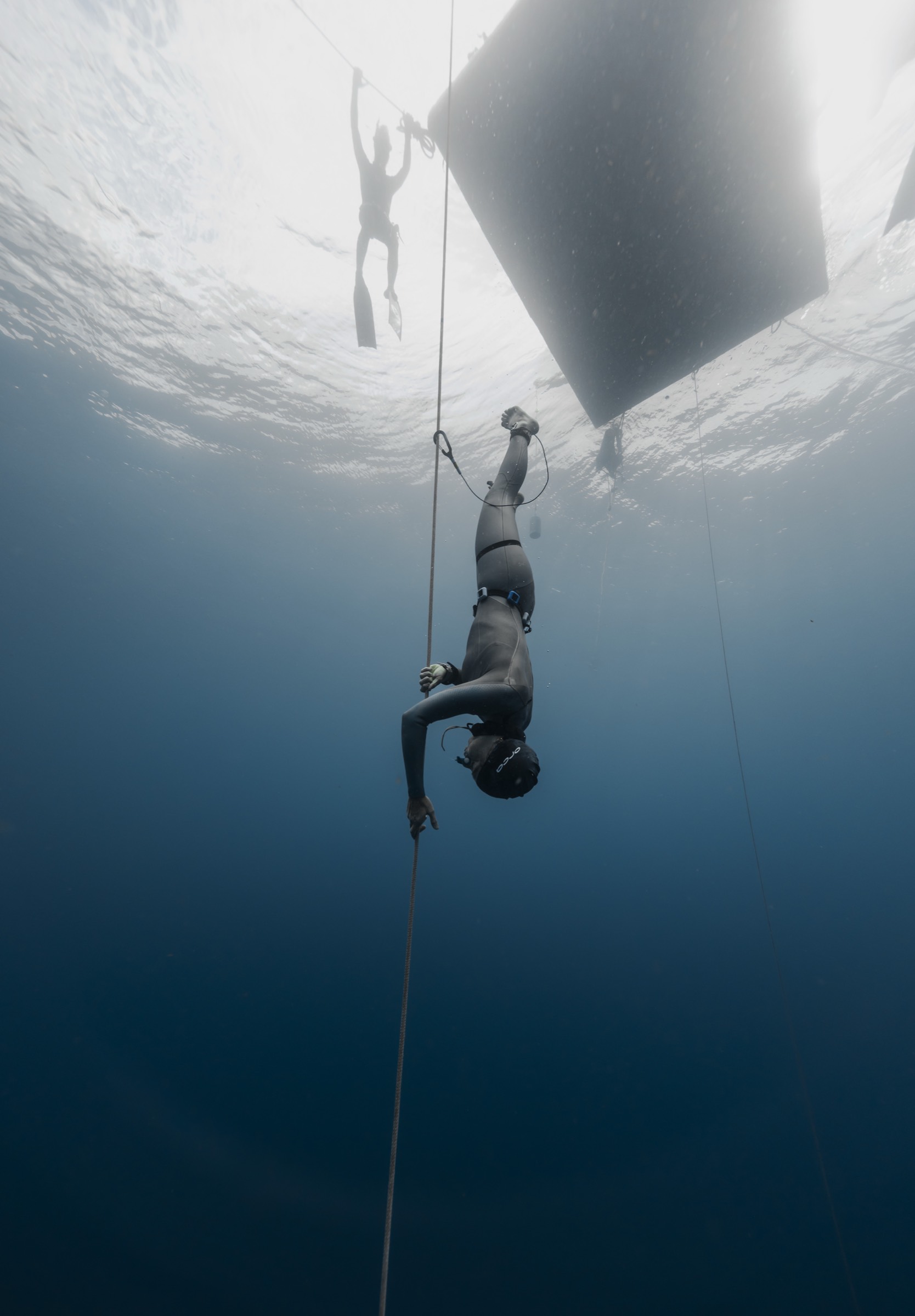 Natalie Bruce on the competition platform before a descent